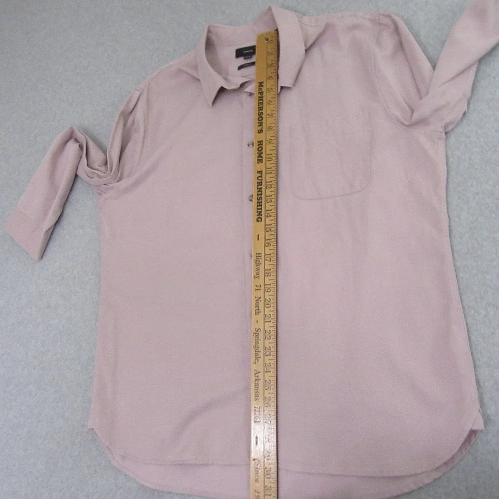 Vince Mens Button Up Dress Shirt 2XL Pink Classic Fit Stretch Long Sleeve‎